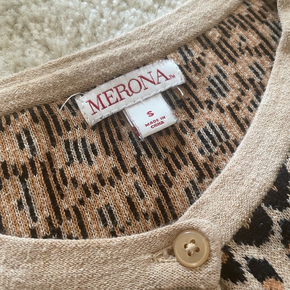 Merona brand leopard print cardigan size S - Picture 3 of 4